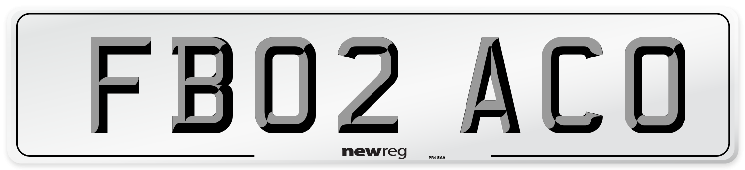 FB02 ACO Number Plate from New Reg